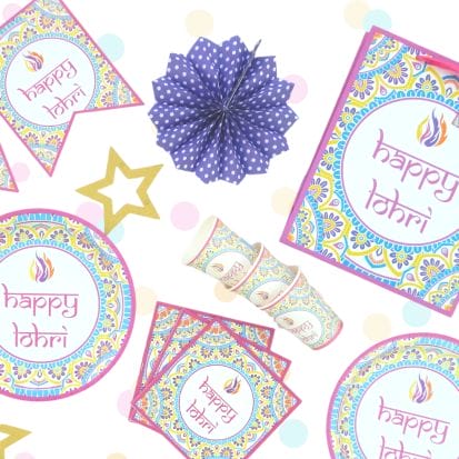 Click to see our Bright Bonfire Lohri Collection and matching party accessories!