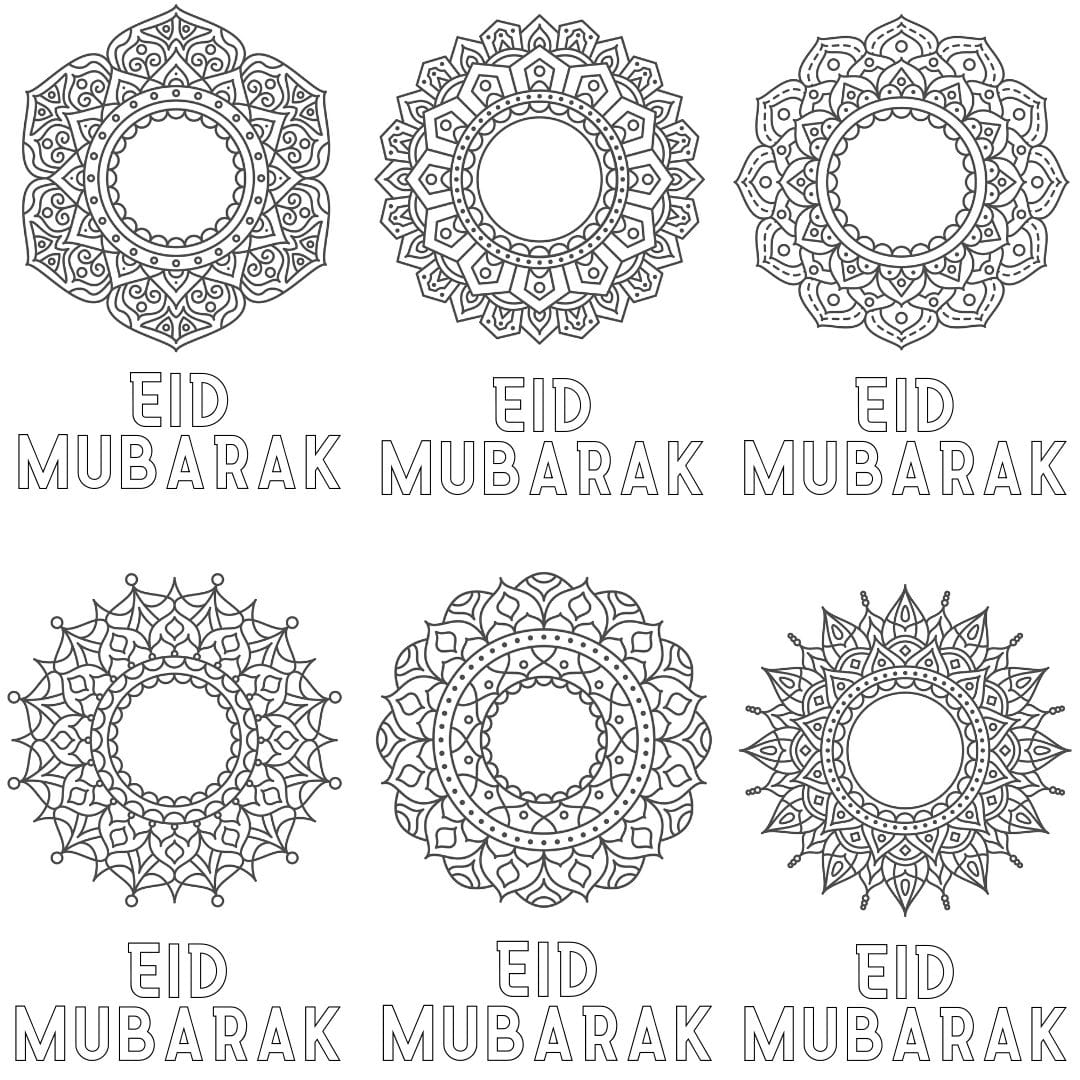 6 x Colour In Eid Greeting Cards - Peacock Supplies