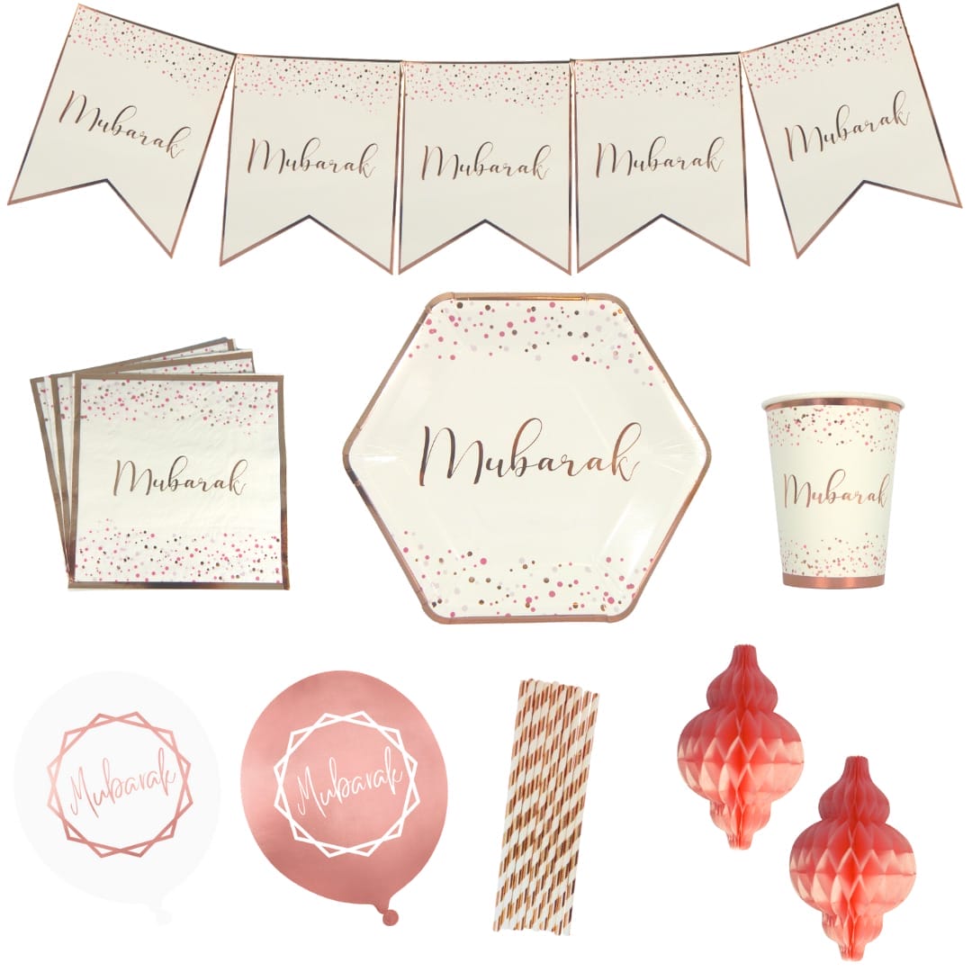 Party In A Box - Mubarak - White & Rose Gold