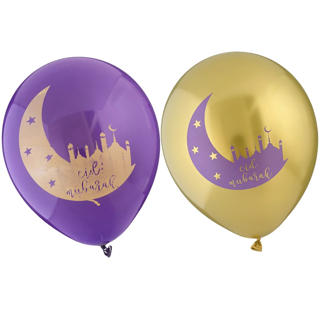 Eid Party Balloons (10pk) – Purple & Gold