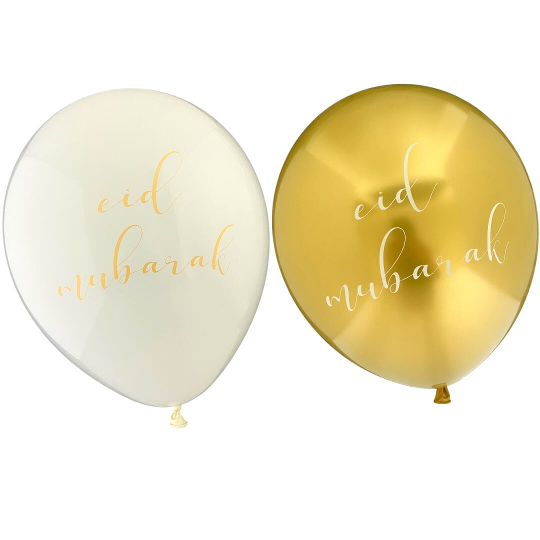 Eid Party Balloons (10pk) – White & Gold