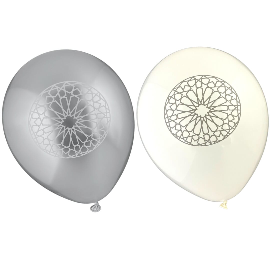 Geo Silver Party Balloons – 10 pack