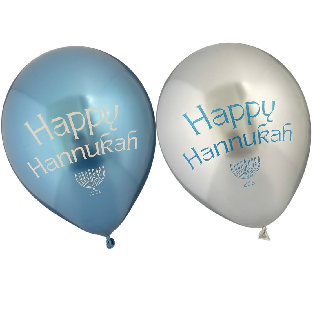 Happy Hanukkah Party Balloons (10pk) - Blue & Silver