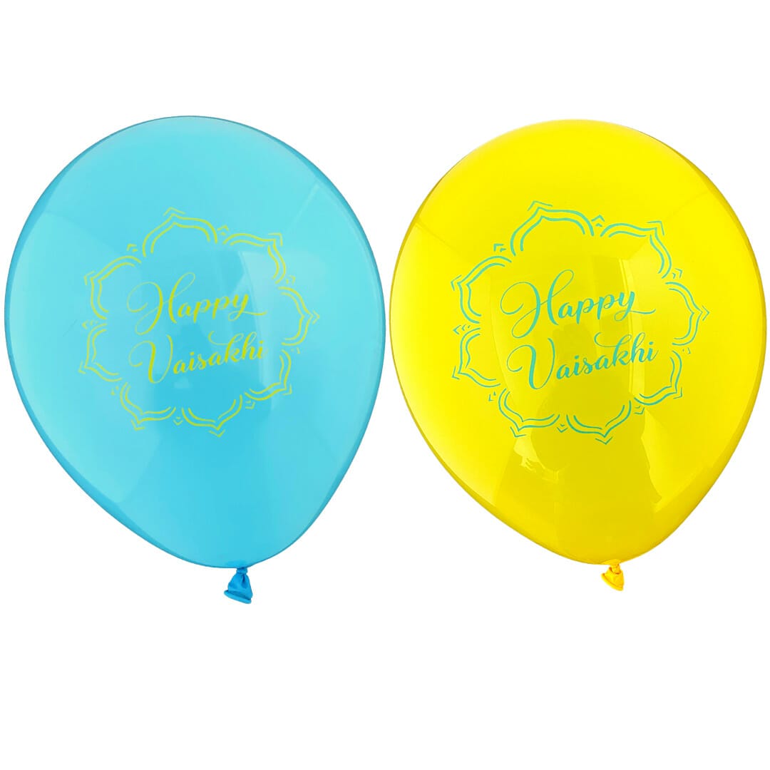 Happy Vaisakhi Party Balloons (10pk) – Blue & Yellow