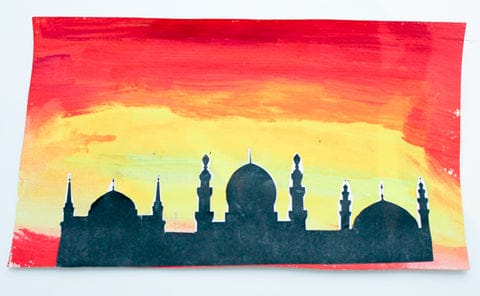 mosque watercolour silhouette