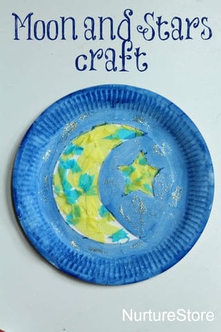 moon and stars paper plate craft