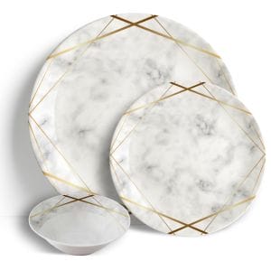 Gold Marble - 18pc Ceramic Dinner Set - Peacock Supplies