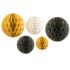 Honeycomb Ball Decorations (5pk) - Black & Gold - Peacock Supplies