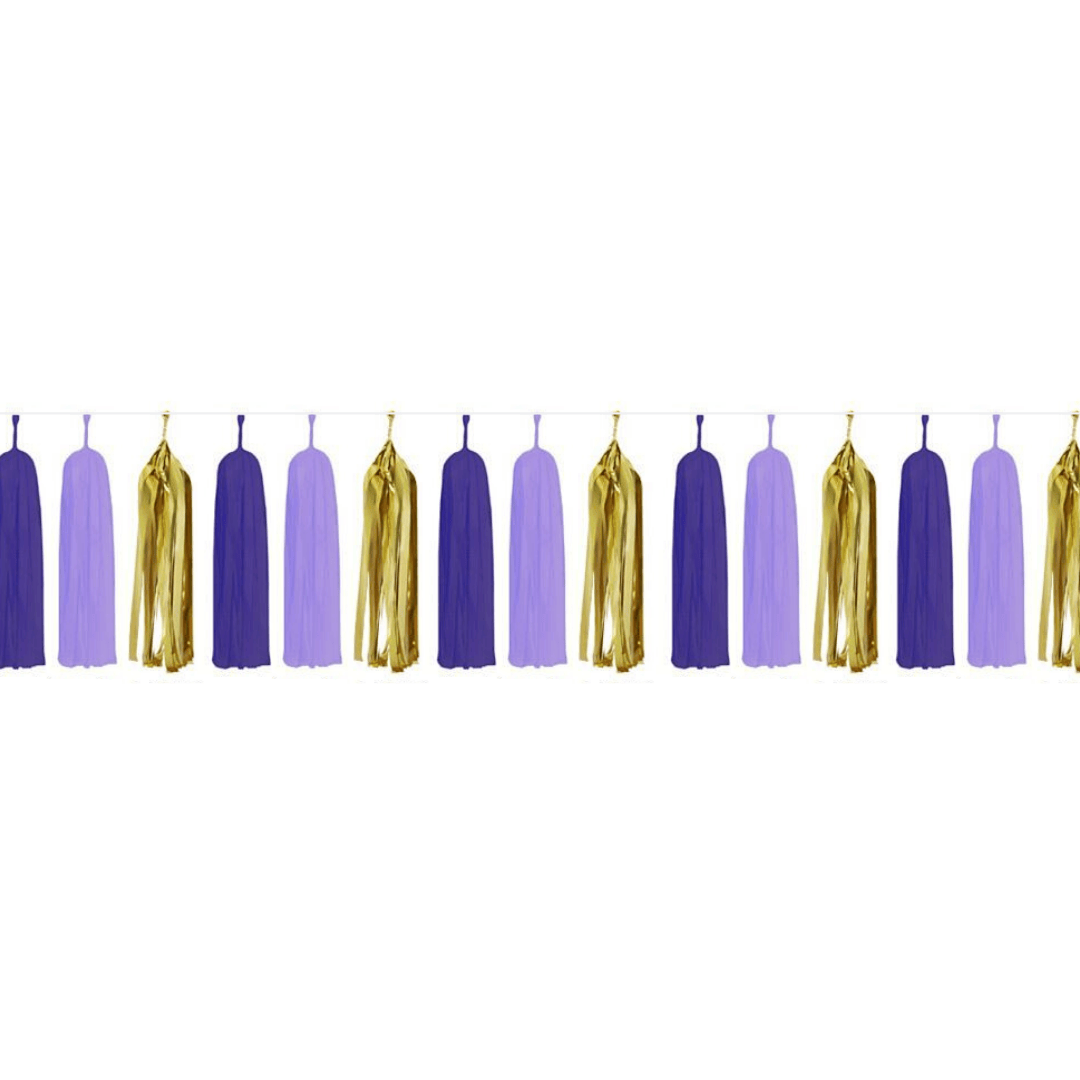 Paper Tassels (15pcs) – Purple & Gold