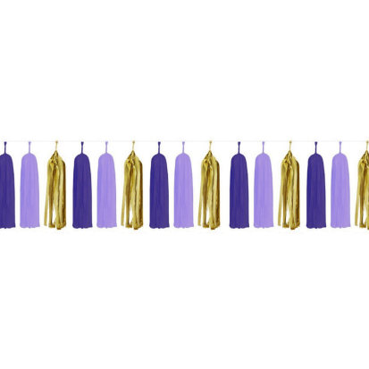 Paper Tassels (15pcs) - Purple & Gold - Peacock Supplies