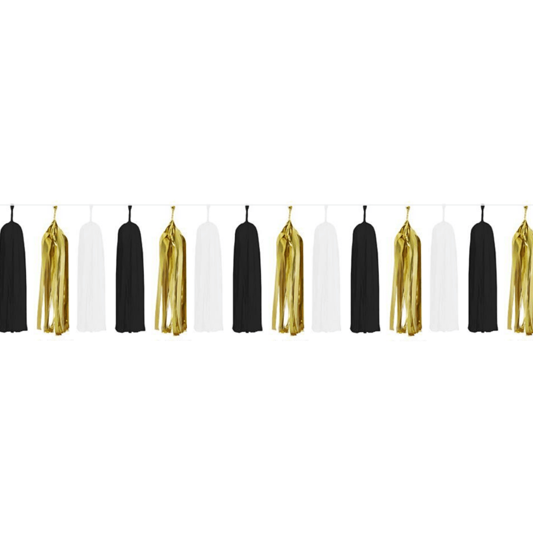 Paper Tassels (15pcs) – Black & Gold