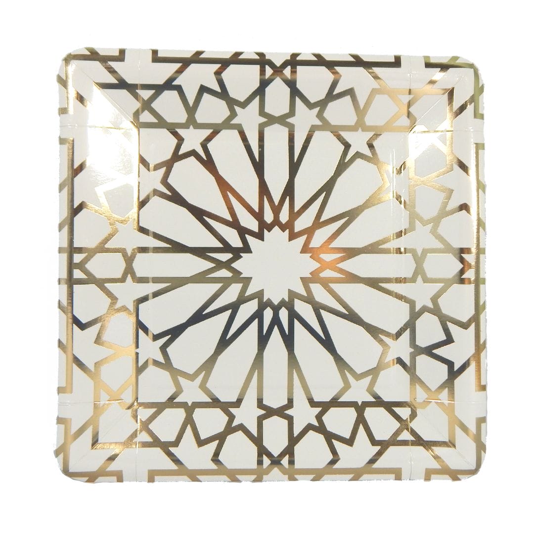Geo Gold Party Plates – 10 pack
