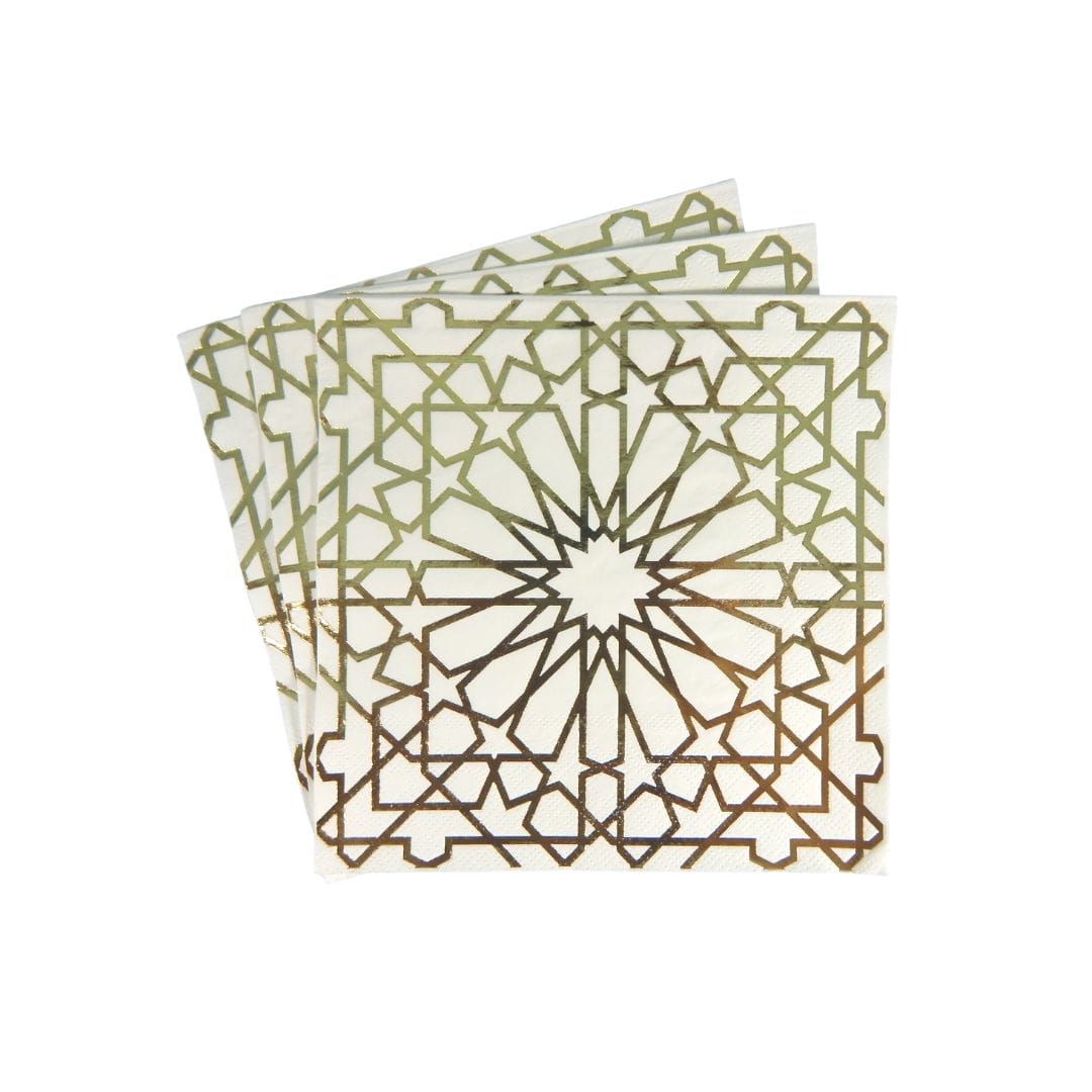 Geo Gold Party Napkins - 20 pack - Peacock Supplies