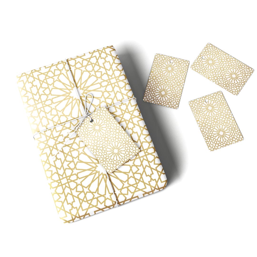 Geo Gold Gift Wrap & Tag - Peacock Supplies