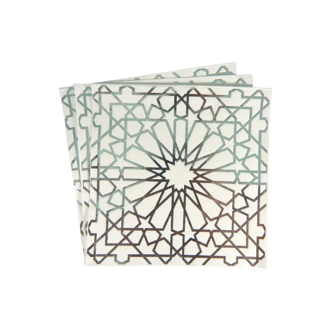 Geo Silver Party Napkins – 20 pack