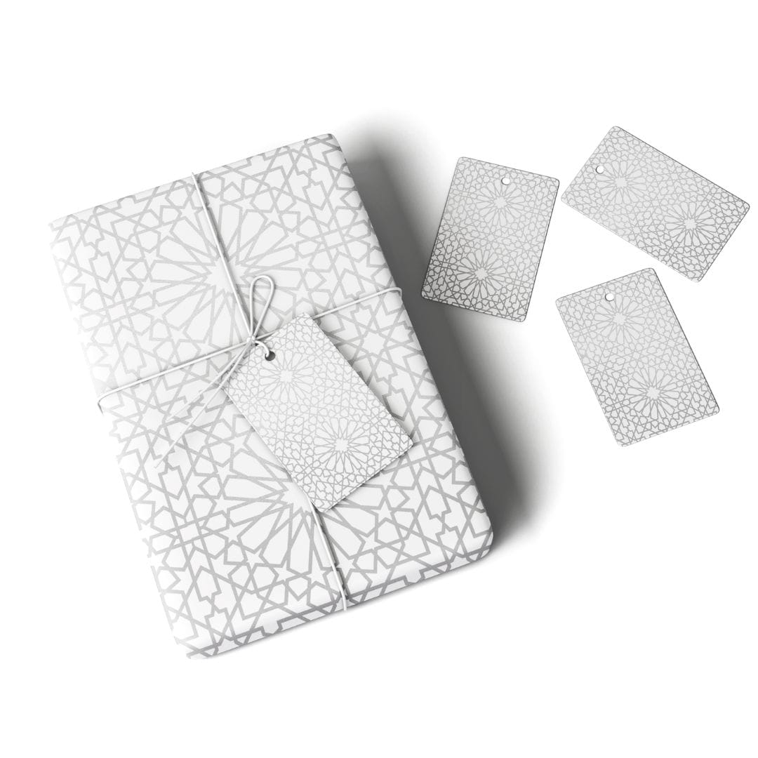Geo Silver Gift Wrap & Tag
