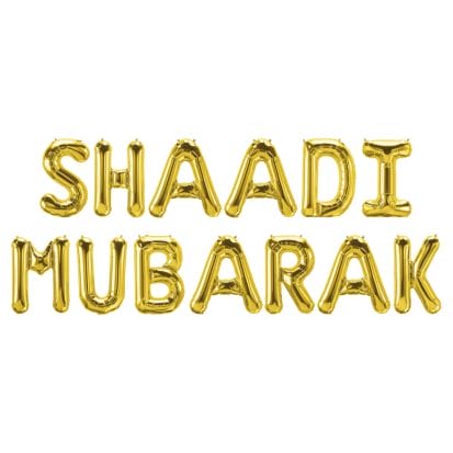 Shaadi Mubarak Foil Balloons - Gold - Peacock Supplies