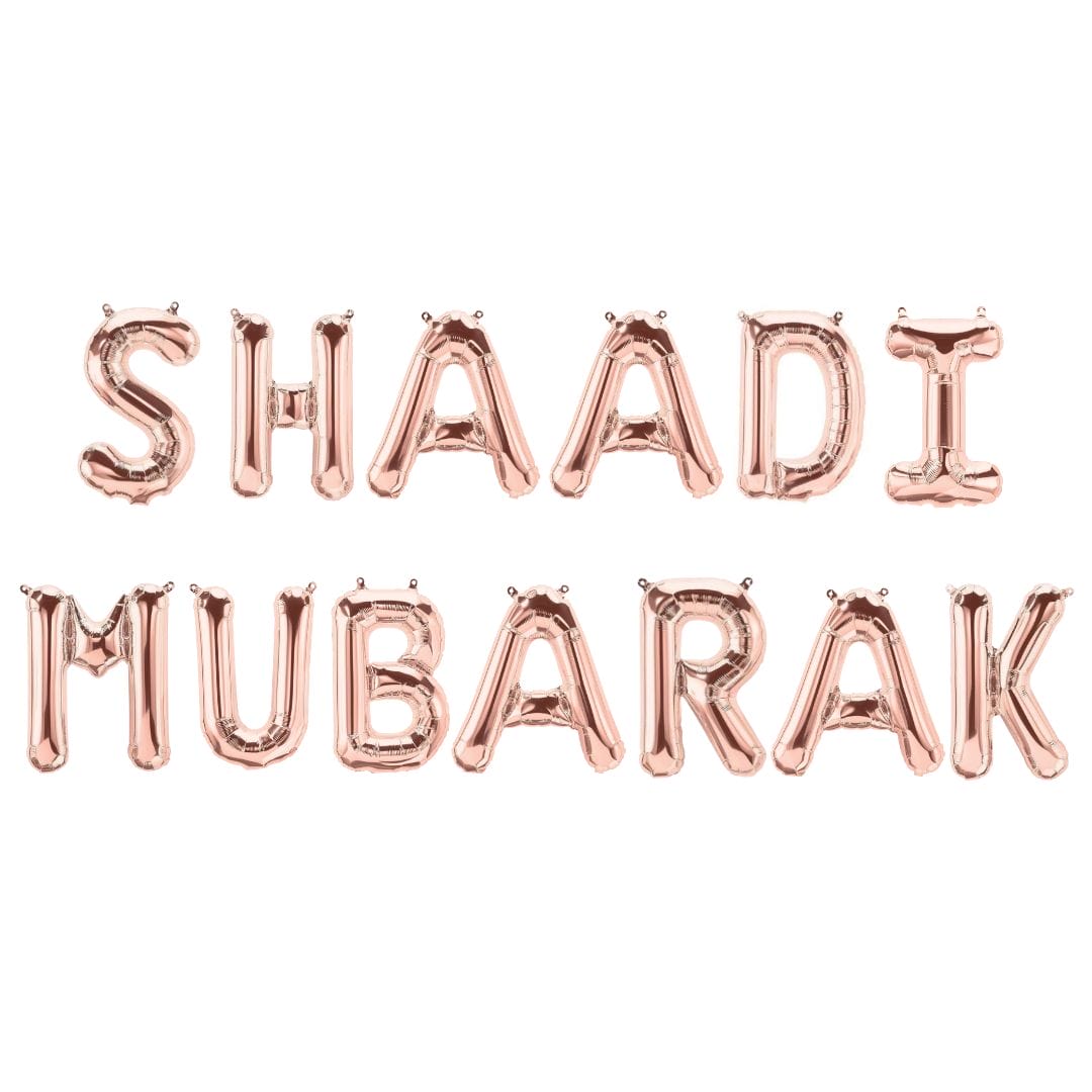 Shaadi Mubarak Foil Balloons - Rose Gold - Peacock Supplies