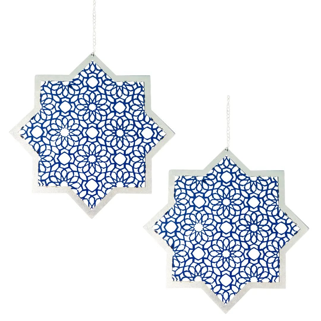 Hanging Star & Chain (2pk) – Blue & Silver
