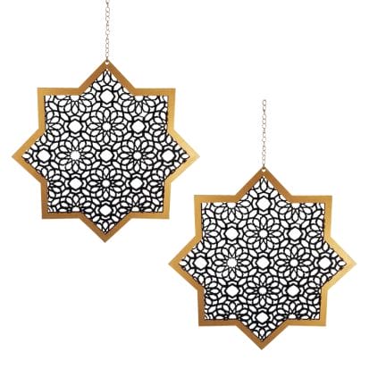Hanging Star & Chain - 2 pack - Black & Gold - Peacock Supplies