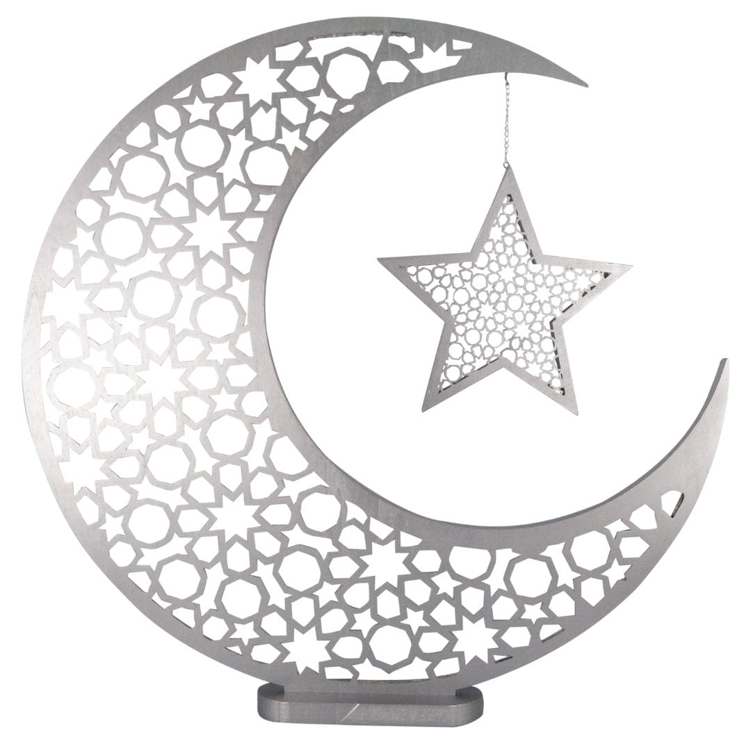 Large Moon & Star - Silver - Peacock Supplies