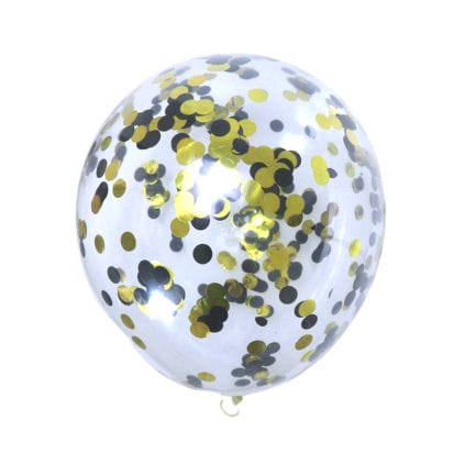 Confetti Balloons - 10 pack - Black & Gold - Peacock Supplies