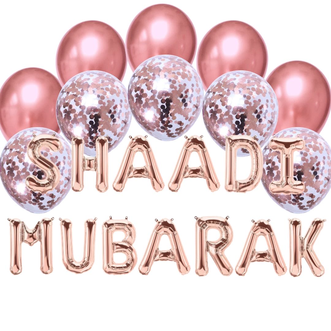 Balloon Bundle - Shaadi Mubarak - Rose Gold - Peacock Supplies