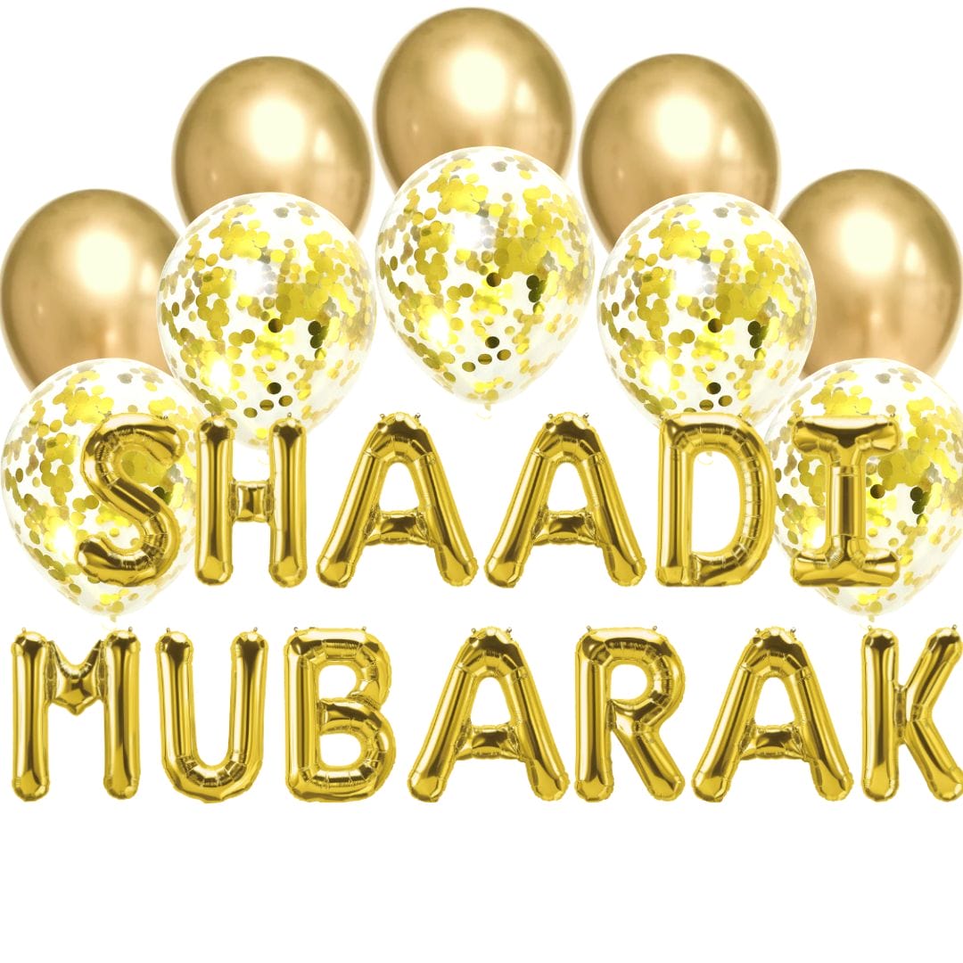 Balloon Bundle - Shaadi Mubarak - Gold- Peacock Supplies