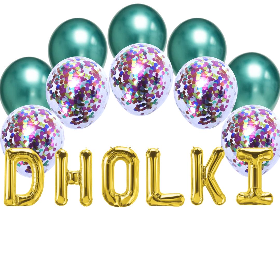 Balloon Bundle - Dholki - Gold & Green- Peacock Supplies