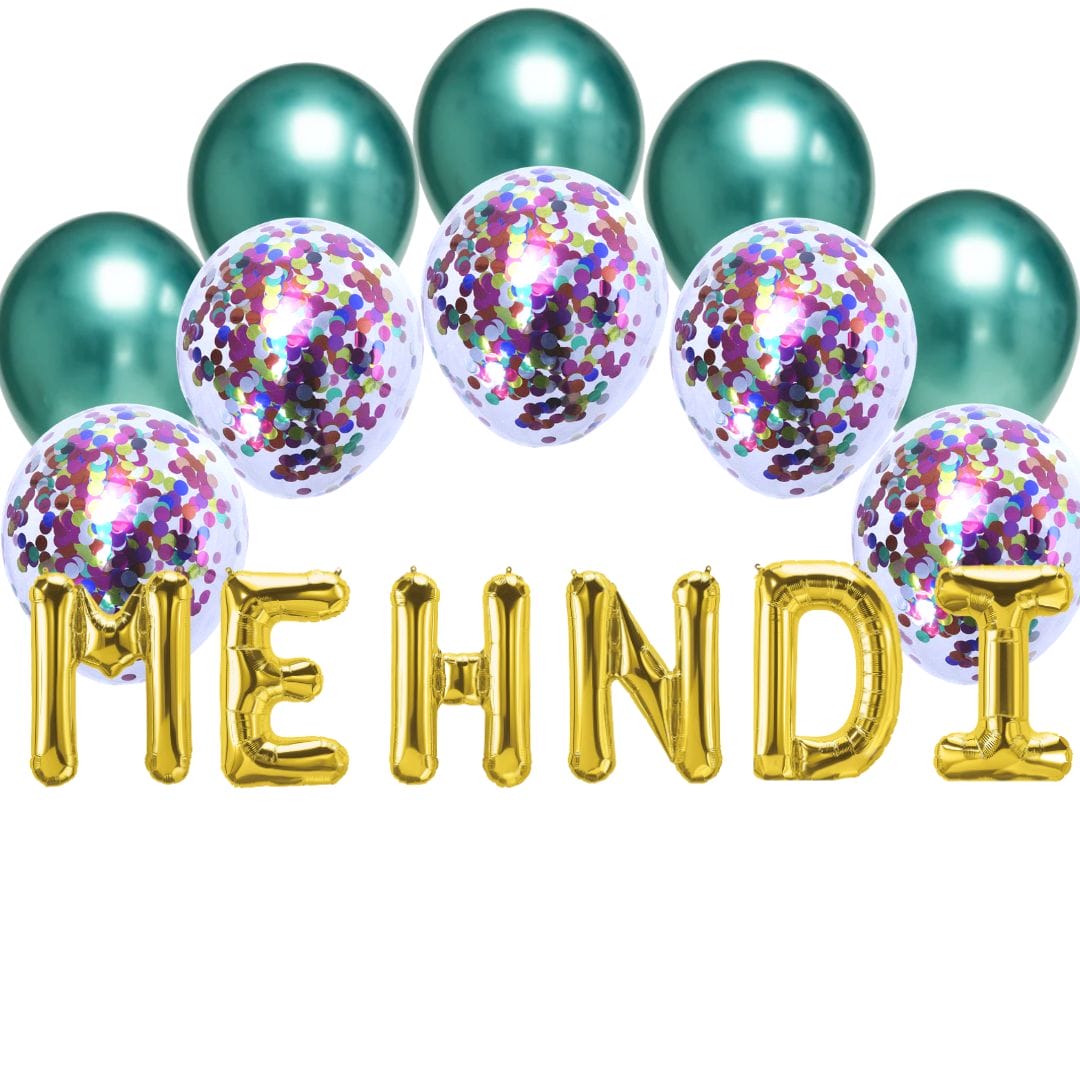 Balloon Bundle - Mehndi - Gold & Green - Peacock Supplies