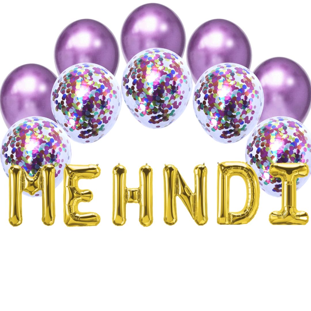Balloon Bundle - Mehndi - Gold & Purple - Peacock Supplies