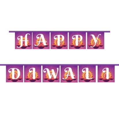 Happy Diwali Purple Banner - Peacock Supplies