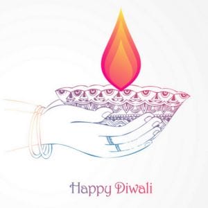 Happy Diwali Greeting Card - Watercolour - Peacock Supplies