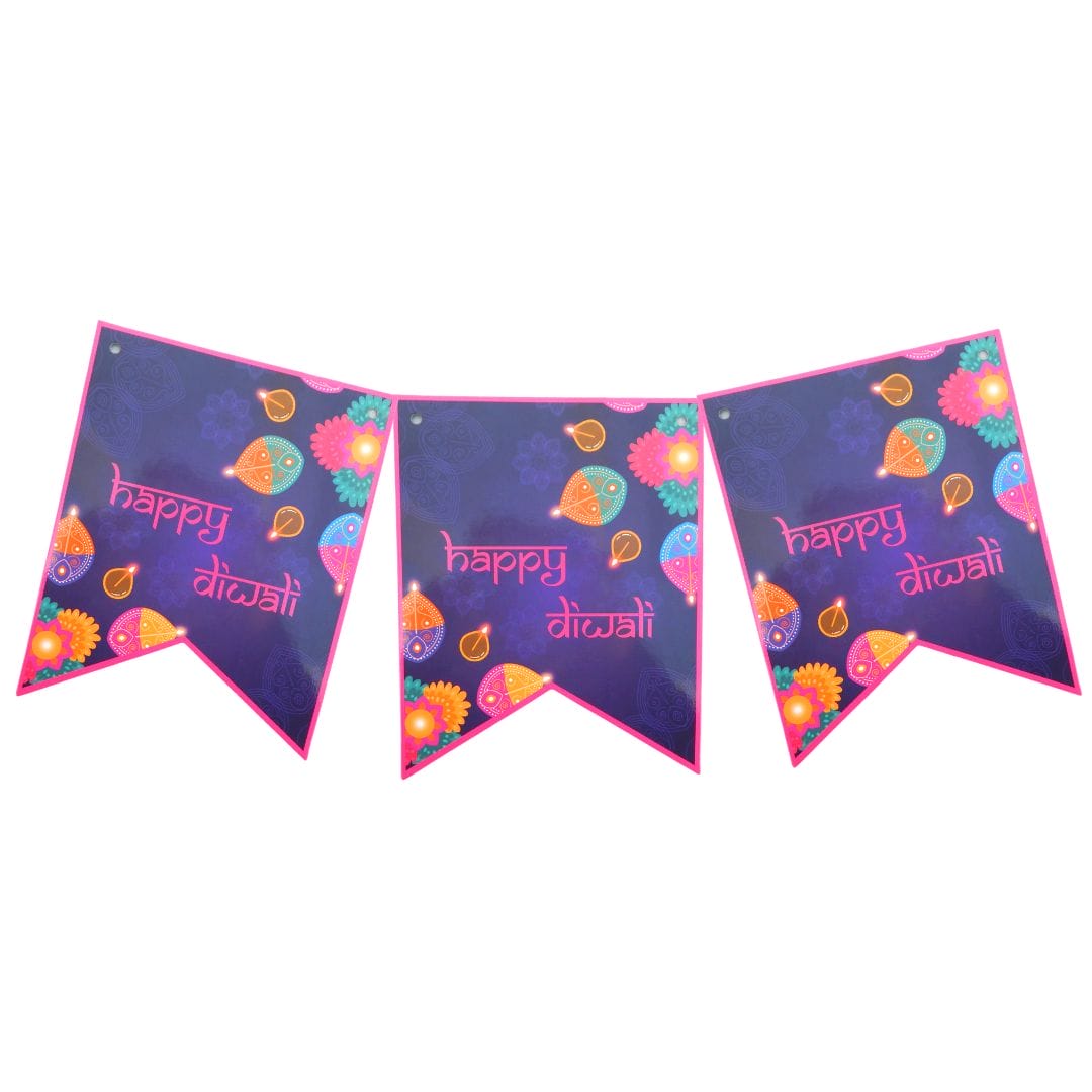 Diwali Purple Party Banner - Peacock Supplies