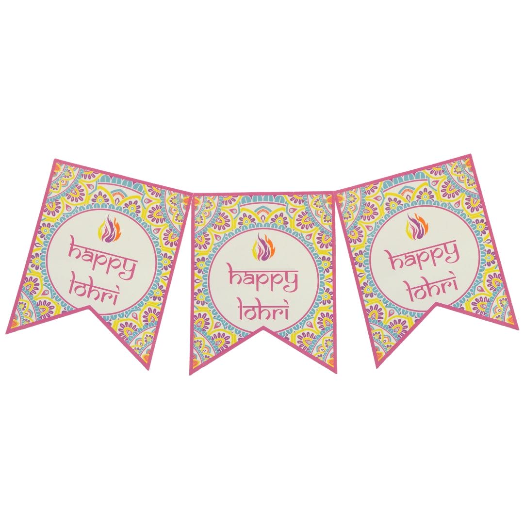Happy Lohri Party Banner – Multicolour