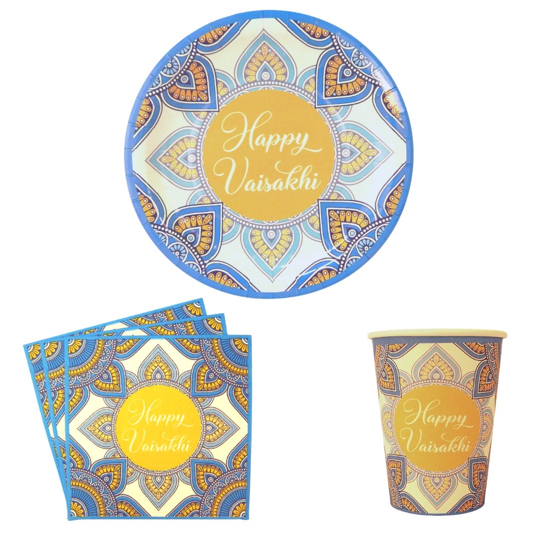 Vaisakhi Party Pack - Yellow & Blue - Peacock Supplies