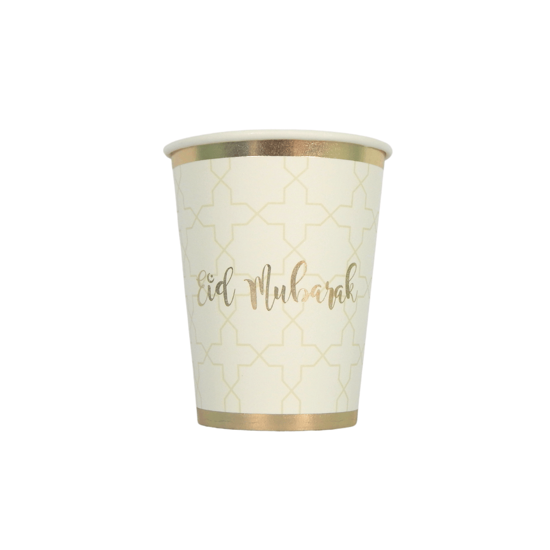 Eid Mubarak Cups (10pk) – Cream & Gold