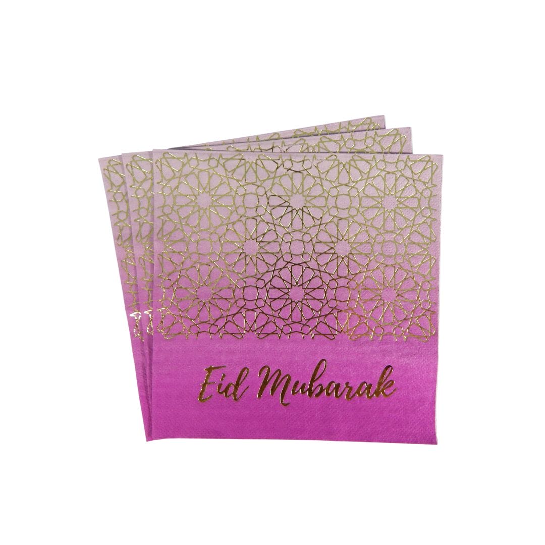 Eid Mubarak Napkins (20pk) – Purple & Gold
