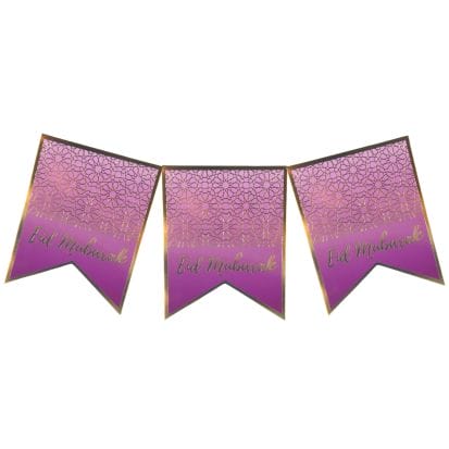 Eid Mubarak Banner - Purple & Gold - Peacock Supplies