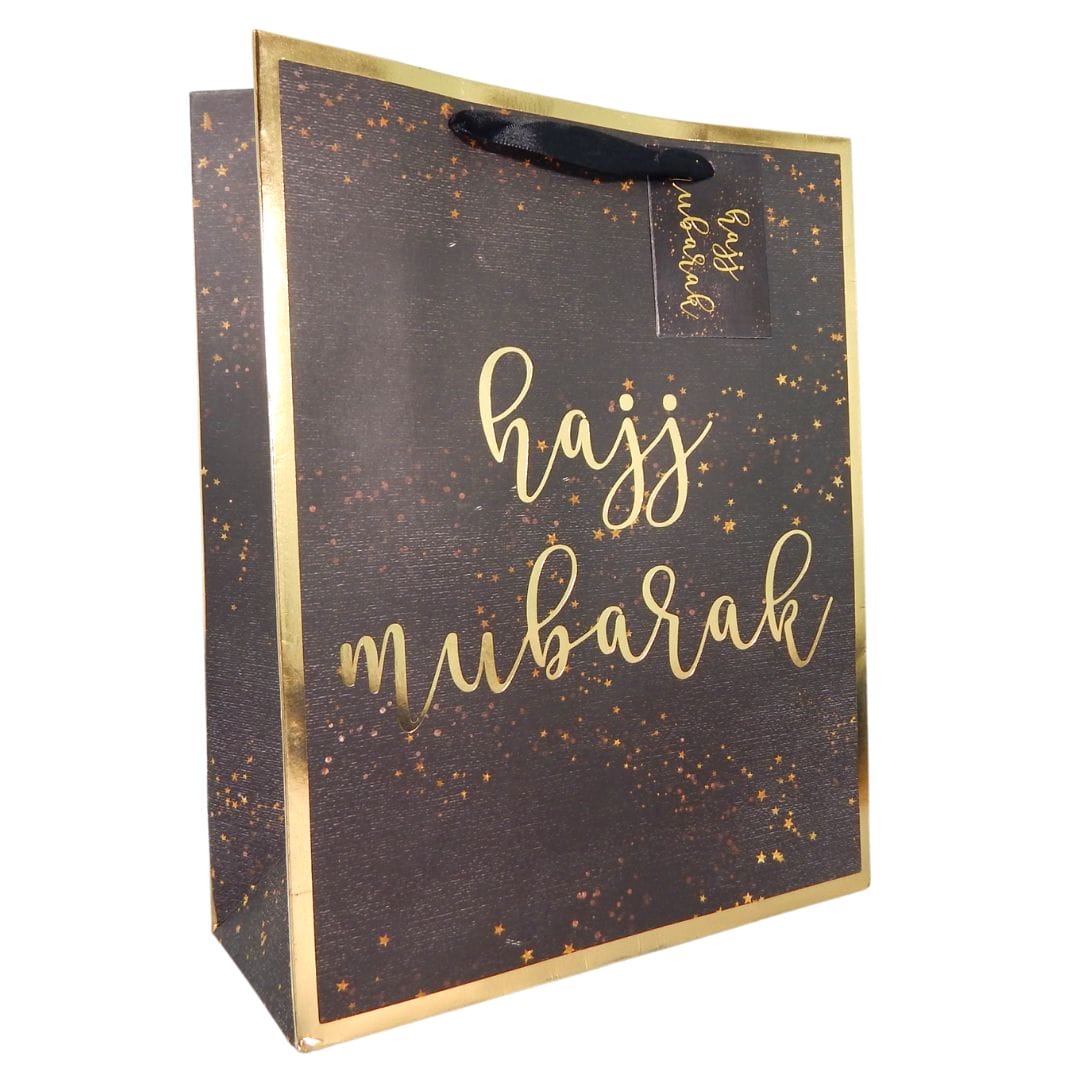 Hajj Mubarak Gift Bag – Black & Gold