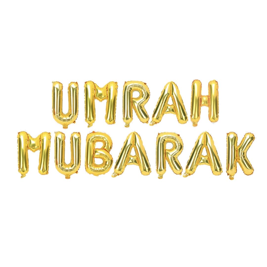 Umrah Mubarak Foil Balloons - Gold - Peacock Supplies
