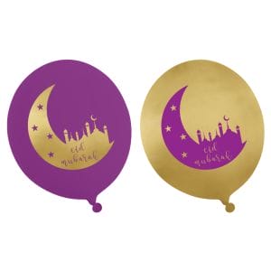 Eid Party Balloons (10 pk) - Purple & Gold - Peacock Supplies