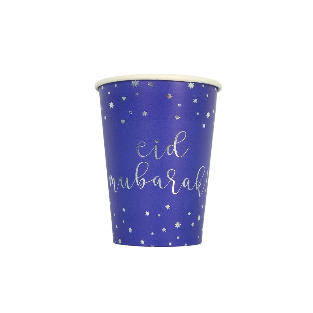 Eid Mubarak Cups (10pk) – Blue & Silver