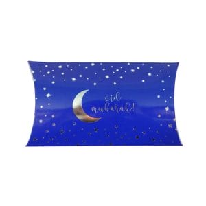 Eid Mubarak Pillow Box (10pk) - Blue & Silver - Peacock Supplies