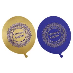 Ramadan Kareem Party Balloons (10pk) - Blue & Gold - Peacock Supplies