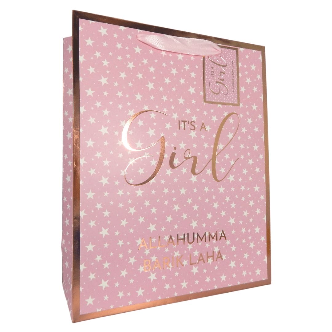 Baby Girl Gift Bag – Pink & Rose Gold