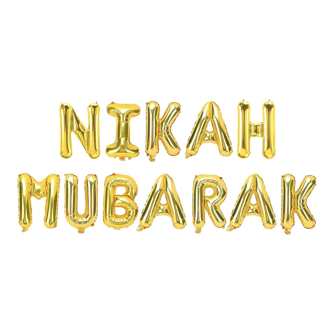 Nikah Mubarak Foil Balloons - Gold - Peacock Supplies