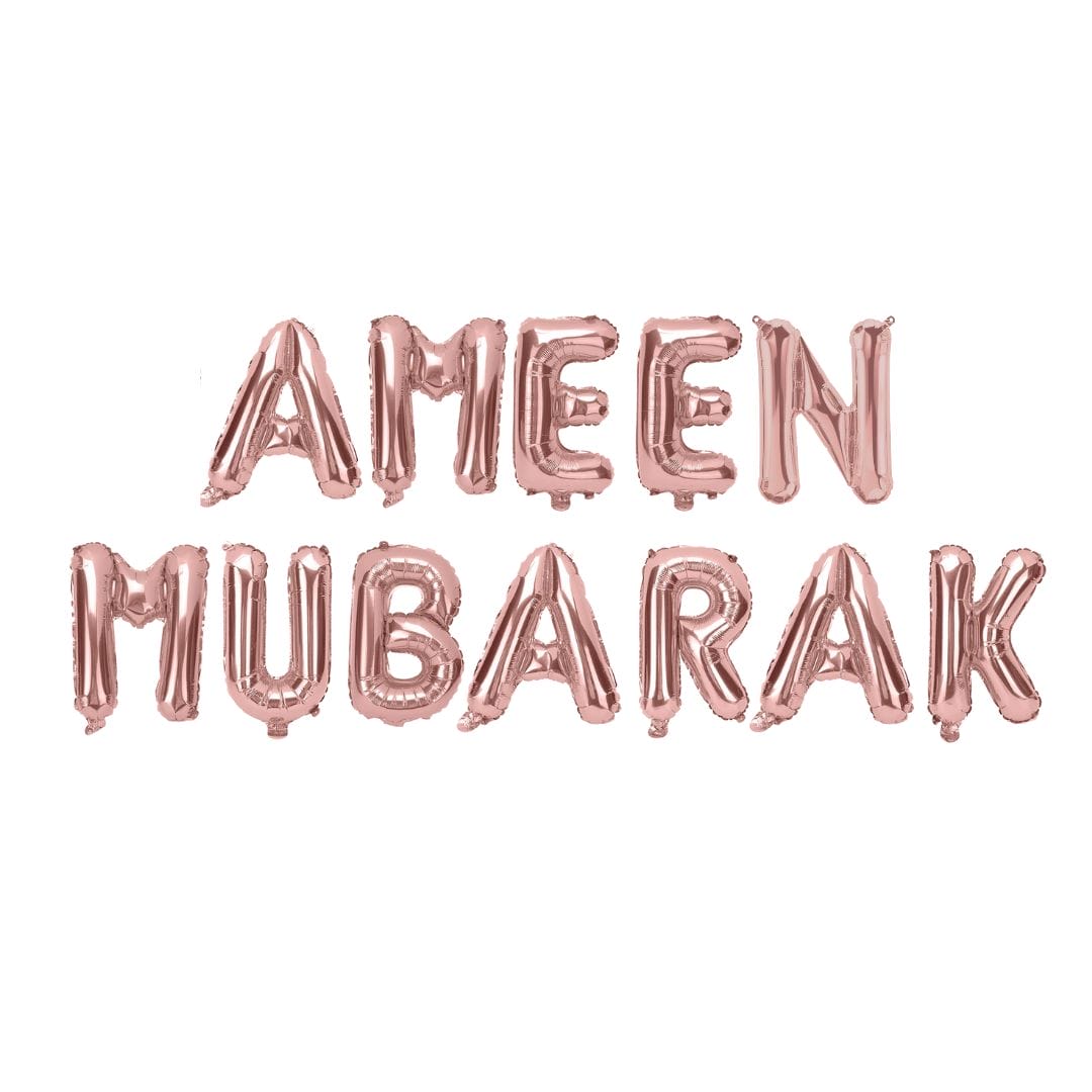 Ameen Mubarak Foil Balloons - Rose Gold - Peacock Supplies