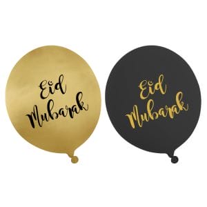 Eid Party Balloons (10 pk) - Black & Gold - Peacock Supplies