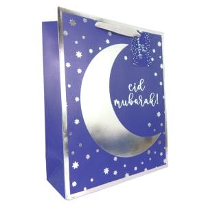 Eid Mubarak Gift Bag - Blue & Silver - Peacock Supplies